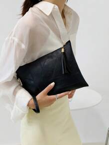 Quadratische Tasche mit Mittel Prägung, Detail, Modisch Reißverschluss,