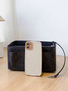 雙層袋插入收納盒化妝品化妝包拉鍊收納盒化妝配件適合青少年女孩女大學生、新秀和白領