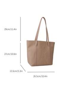 Stitch Detail Shoulder Tote Bag Zipper Fashion - Khaki - View 3
