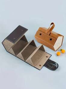 太陽眼鏡收納盒,可摺疊行旅方便,有5個槽位可存放和展示眼鏡,y2k未來主義化妝品收納,極簡風格 - 黑色 - 查看 1