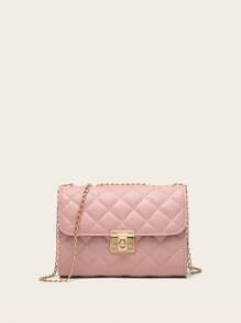 Túi Vuông Mini Mền Khóa Xoắn PU Thời Trang - Hồng - Xem 1