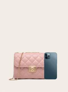 Túi Vuông Mini Mền Khóa Xoắn PU Thời Trang - Hồng - Xem 4