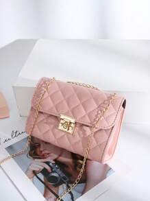 Túi Vuông Mini Mền Khóa Xoắn PU Thời Trang - Hồng - Xem 8