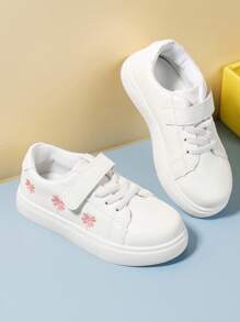 Girls' Pu Leather White Athletic Shoes - White - View 1