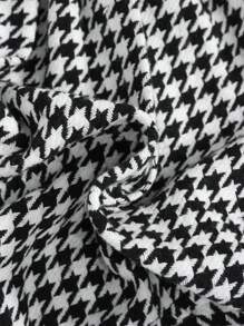 SHEIN 女小童小高領背心上衣和千鳥格印花百褶半身裙和帽 - 黑與白 - 查看 7