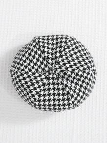 SHEIN 女小童小高領背心上衣和千鳥格印花百褶半身裙和帽 - 黑與白 - 查看 8