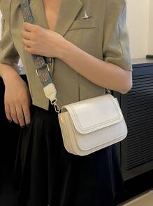 Mini Square Crossbody Bag, W Omen's Retro Style Flap Purse, Multi Layer Shoulder Bag - Beige - View 2