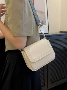 Mini Square Crossbody Bag, W Omen's Retro Style Flap Purse, Multi Layer Shoulder Bag - Beige - View 4