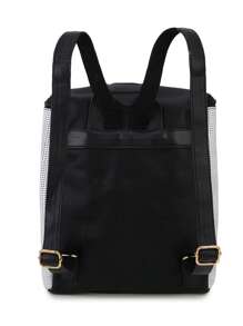 Waterproof,Lightweight,Portable Lady Face Sequin Ladies Backpack - Black - View 2