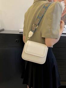 Mini Square Crossbody Bag, W Omen's Retro Style Flap Purse, Multi Layer Shoulder Bag - Beige - View 5