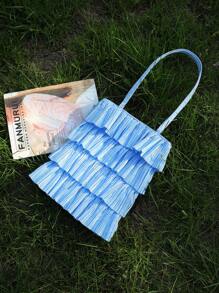 荷葉邊細節方包藍色的時尚 - 藍色 - 查看 1