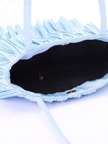 荷葉邊細節方包藍色的時尚 - 藍色 - 查看 3