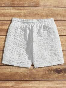 Manfinity BRENVOR Män Solid dragsko i midja Shorts Baggy Board Linne Cool Vanligt Helvit Vacation Boho - Vitt - Visa 2