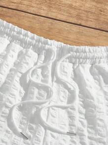 Manfinity BRENVOR Män Solid dragsko i midja Shorts Baggy Board Linne Cool Vanligt Helvit Vacation Boho - Vitt - Visa 5