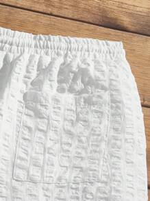 Manfinity BRENVOR Män Solid dragsko i midja Shorts Baggy Board Linne Cool Vanligt Helvit Vacation Boho - Vitt - Visa 6