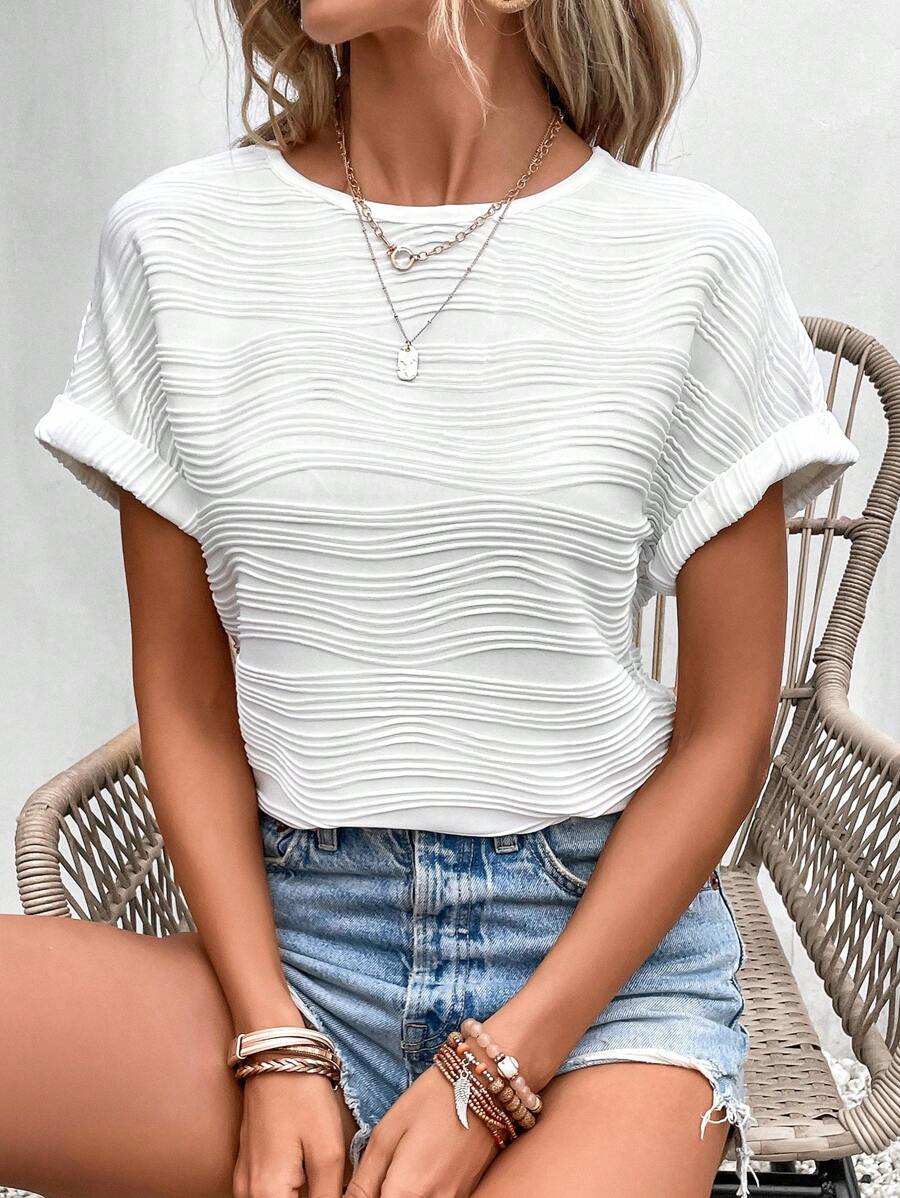 SHEIN Frenchy Camiseta unicolor de manga murciélago