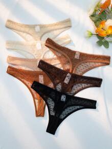 7packs Heart Lace Sexy Thongs - Multicolor - View 2