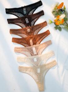 7packs Heart Lace Sexy Thongs - Multicolor - View 4