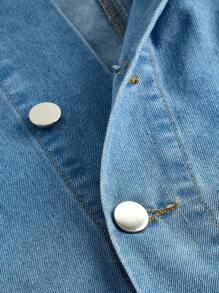 SHEIN Privé Plus Flap Detail Belted Denim Dress - Medium Wash - View 4