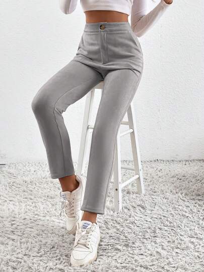 SHEIN Essnce High Waist Slant Pocket Pants