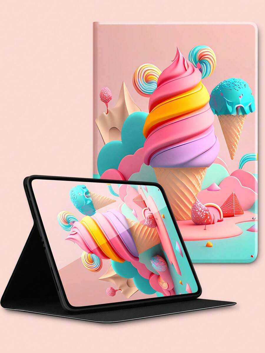 Funda de silicona con estampado de helado compatible con iPad - Multicolor - Ver 1