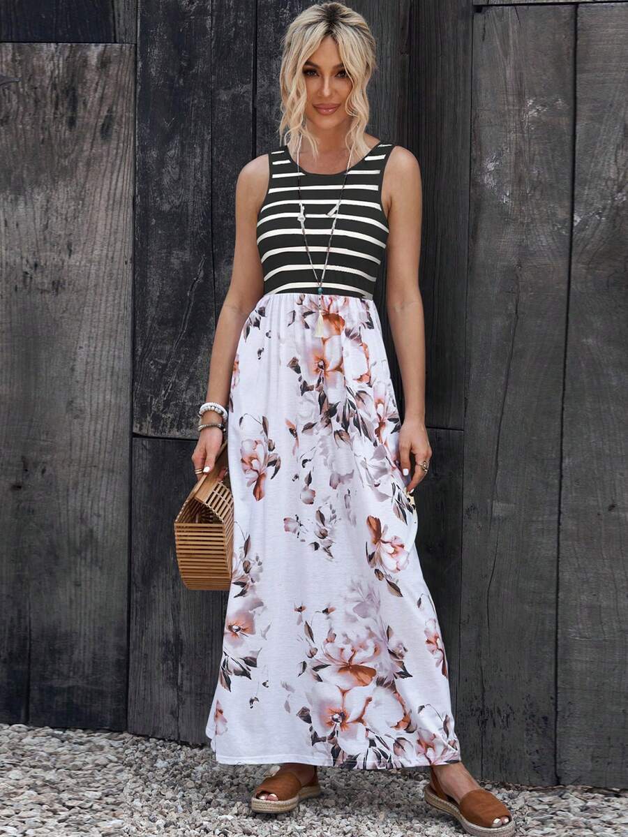 Acelitt Floral Print A-line Dress - Multicolor - View 1