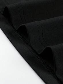 Claim Dot 男士T恤合身圓領下垂肩短袖圖形T恤地球休閒日系時尚夏季聚酯纖維 - 黑色 - 查看 4