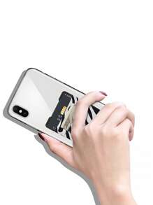 Zebra Striped Adhesive Card Holder Bag - Black and White - View 2