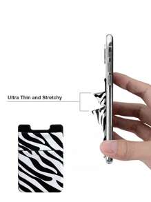 Zebra Striped Adhesive Card Holder Bag - Black and White - View 3
