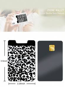 Leopard Print Adhesive Card Holder Bag - Black and White - View 6