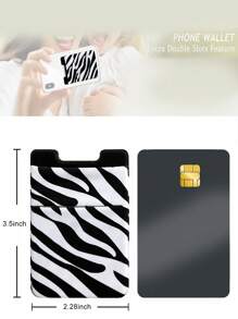 Zebra Striped Adhesive Card Holder Bag - Black and White - View 6