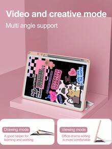 Funda compatible con iPad con letra & con estampado de oso - Multicolor - Ver 3
