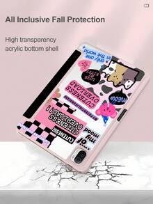 Funda compatible con iPad con letra & con estampado de oso - Multicolor - Ver 5