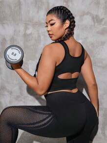 Yoga Sxy Plus Cut Out Back Sports Bra - Black - View 2