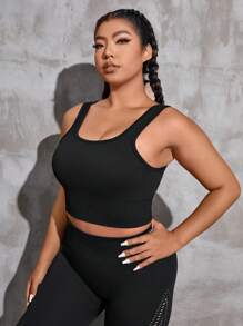 Yoga Sxy Plus Cut Out Back Sports Bra - Black - View 5