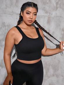 Yoga Sxy Plus Cut Out Back Sports Bra - Black - View 6