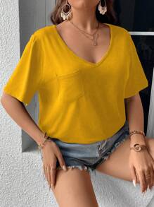 Calvaya Plus Ladder Cut Out Back Tee - Mustard Yellow - View 6
