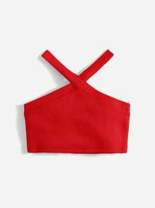 SHEIN Baby Girl Casual Cross Strap Tank Top, Suitable For Beach Vacation In Summer - Red - View 2