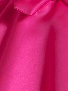 SHEIN Baby Girl Asymmetrical Neck Fold Pleated Detail Dress - Hot Pink - View 4