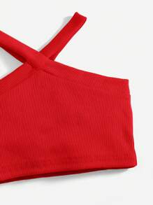 SHEIN Baby Girl Casual Cross Strap Tank Top, Suitable For Beach Vacation In Summer - Red - View 4