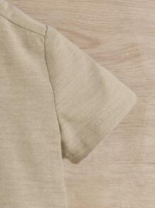 SHEIN 男嬰前紐扣襯衫和短褲不帶T恤 - 卡其色 - 查看 3