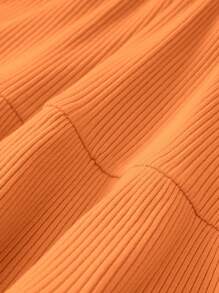 SHEIN Baby Girl Solid Color Ruffled Dress, Comfortable, Cute And Sweet, Suitable For Summer - Orange - View 4