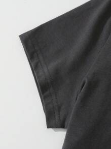 INAWLY T-shirt court unicolore col rond - Gris foncé - Voir 4