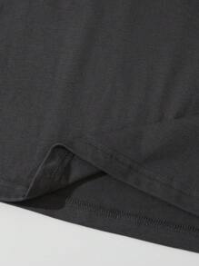 INAWLY T-shirt court unicolore col rond - Gris foncé - Voir 5