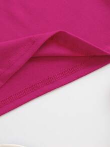 INAWLY 素色圓領短款T恤 - 玫紅色 - 查看 4