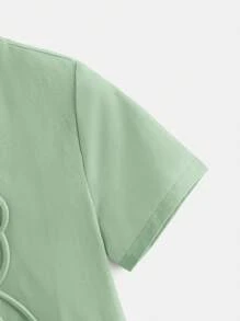 SHEIN 小男童熊壓花T恤 - 薄荷綠 - 查看 5