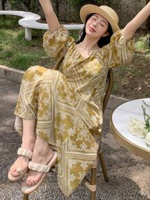 DAZY Đầm Thắt lưng Paisley Họa tiết khăn Boho - Nhiều màu - Xem 8