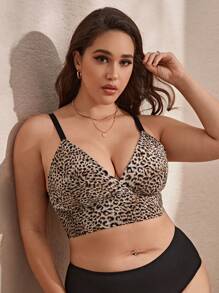 Plus Leopard Print Bralette - Multicolor - View 1