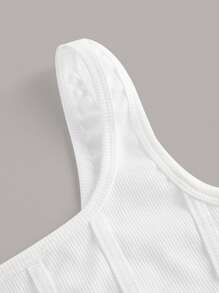 Muchica Women's Solid Color Square Neck Asymmetric Hem Casual Camisole - White - View 4