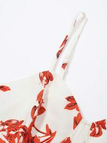 SHEIN Unity Floral Print Bandana Hem Cami Top - Orange - View 3